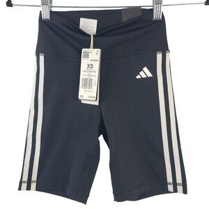 NWT Adidas Womens Black 3-Stripe High-Rise Tights Shorts Sz XS
